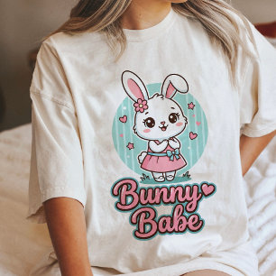 Camiseta Bebê Coelhinho Fofo Kawaii Vestido Rosa Gráfico