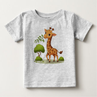 Camiseta Bebê com impressão de Girafa Bonita
