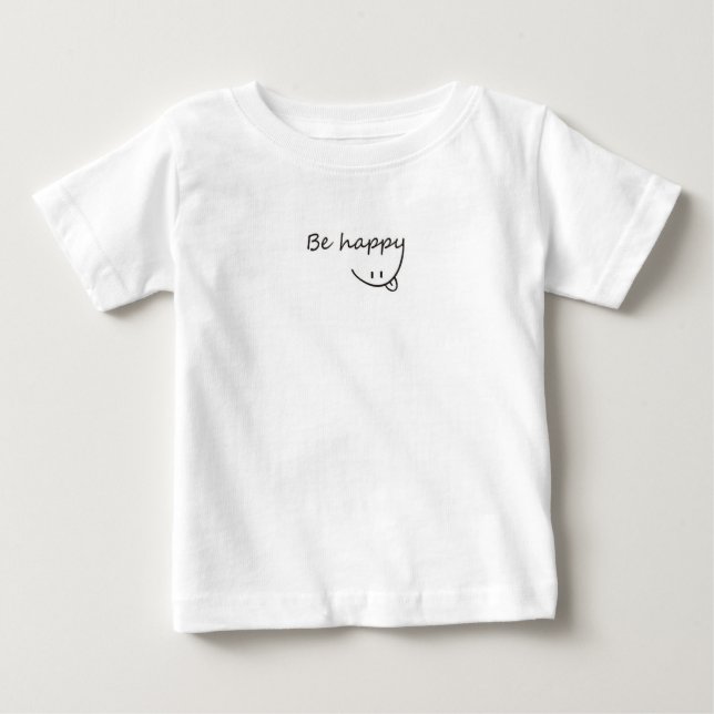 Camiseta Bebê com texto "Seja feliz" (Frente)