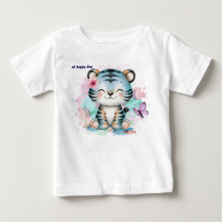 Camiseta bebê com um pequeno Tigre Azul