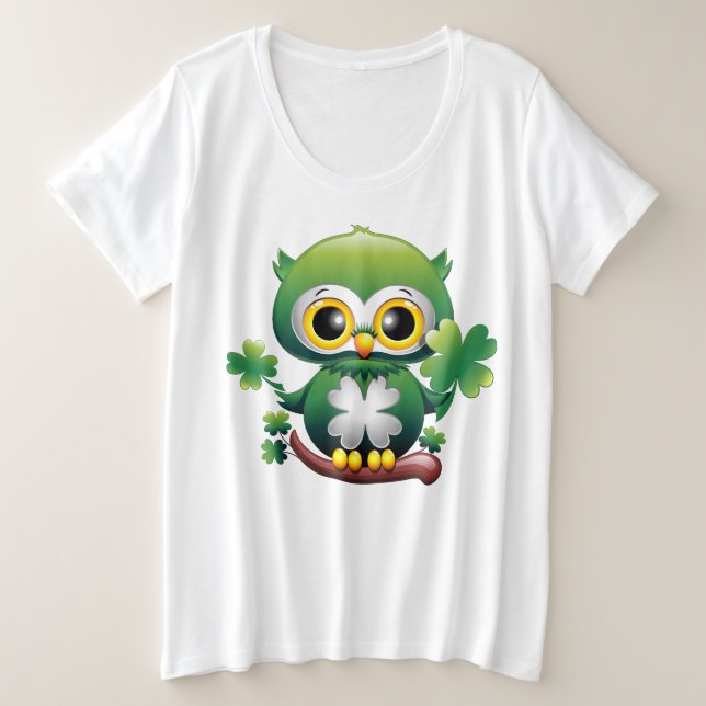 Camiseta Bebê Coruja Fofo St Patrick Cartoon (Frente do Design)