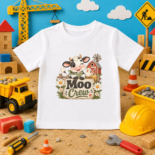 Camiseta bebê cute Moo Crew fazenda de vacas