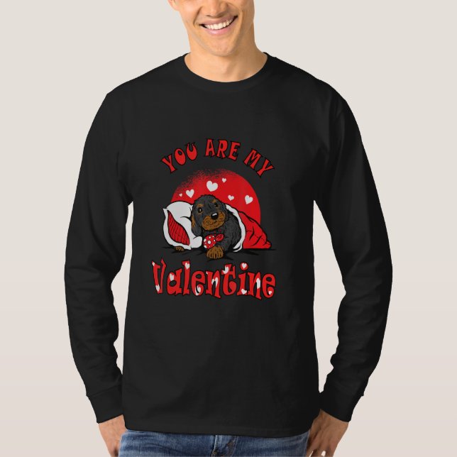 Camiseta Bebê Dachshund Comfort Blanket Você É Meu Valentin (Frente)