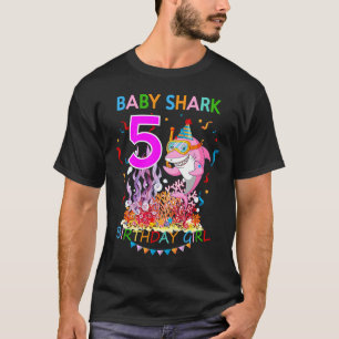 Camiseta Bebê de 5 anos Garota de Aniversário de Tubarão