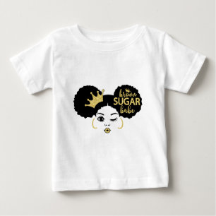 Camiseta Bebê de açúcar castanho a preto e Dourado