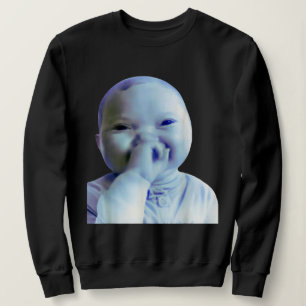 Camiseta Bebê de IA Segurando Meme de Riso Tendência Viral