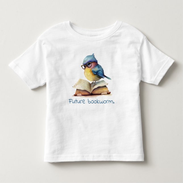 Camiseta Bebê de Leitura de Pássaros Azuis Futuros (Frente)