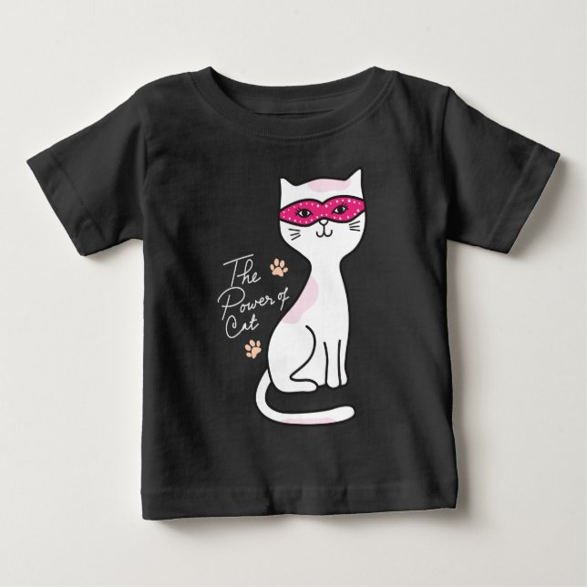 Camiseta Bebê de máscara de gato (Frente)