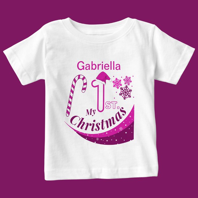 Camiseta Bebê de Natal Personalizado "Meu Natal de 1rua" (Criador carregado)