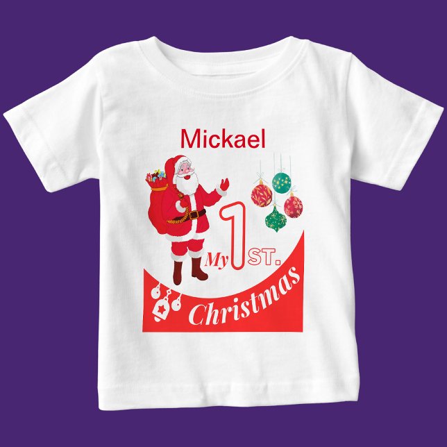Camiseta Bebê de Natal Personalizado "Meu Natal de 1rua" (Criador carregado)