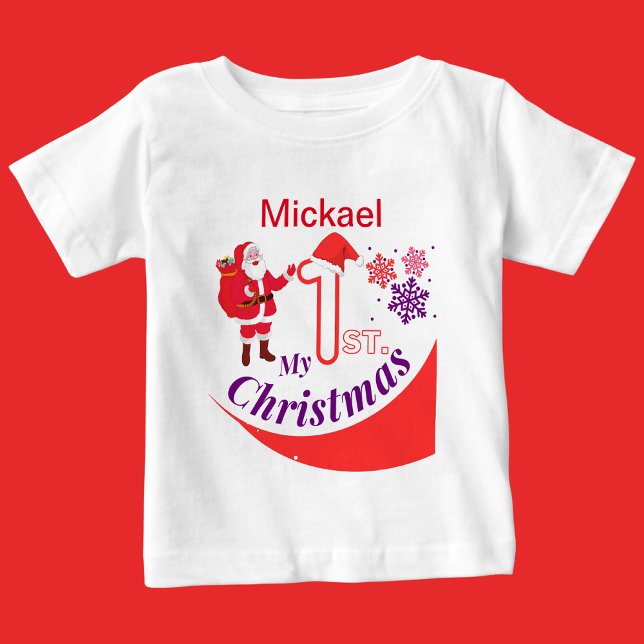 Camiseta Bebê de Natal Personalizado "Meu Natal de 1rua" (Criador carregado)