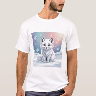 Camiseta Bebê de Raposa Árctica Cuta na Paisagem de Neve co