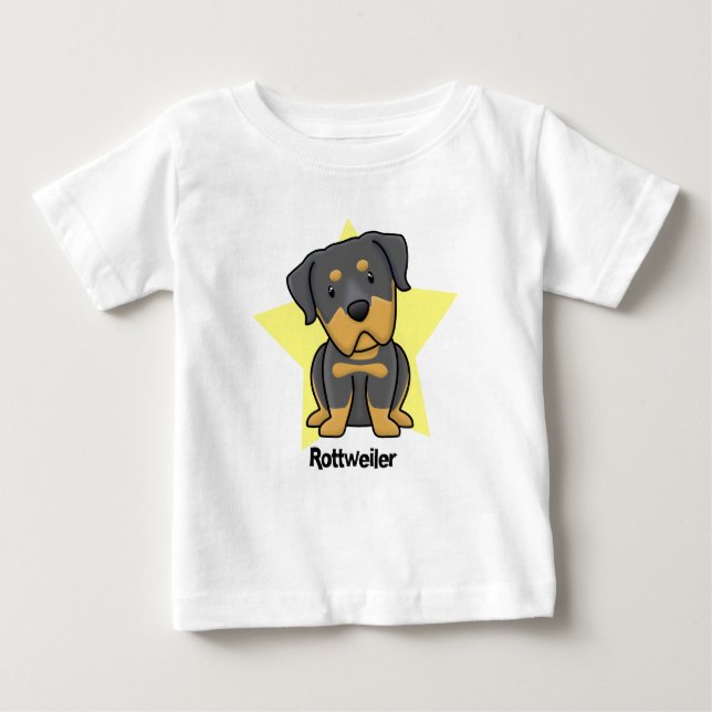 Camiseta Bebê de Rottweiler da estrela de Kawaii (Frente)