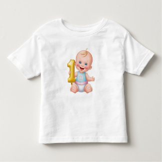 Camiseta Bebê de um ano feliz aniversário