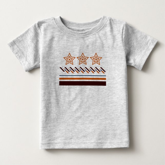 Camiseta Bebê de Verão Três Listras com Estrelas (Frente)