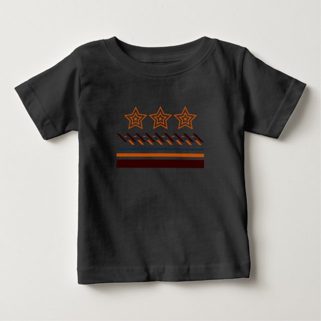 Camiseta Bebê de Verão Três Listras Estreladas (Frente)