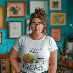 Camiseta Bebê devido em outubro Blue Floral Watercolor