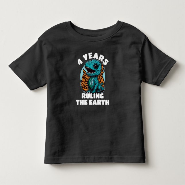 Camiseta Bebê Dinossauro, Aniversário De Quatro Anos (Frente)