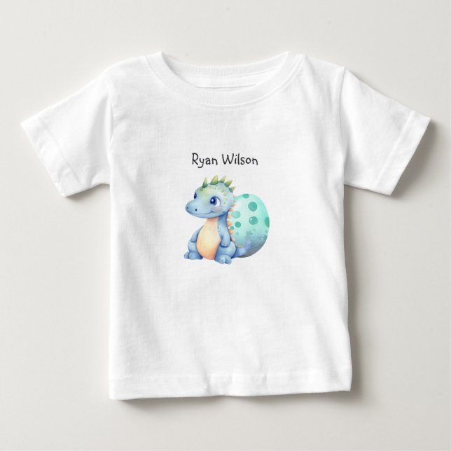 Camiseta Bebê Dinossauro Aquarela Fofa  (Frente)