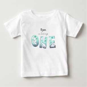 Camiseta Bebê Dinossauro Aquarela Fofa Aniversário de 1 Ano