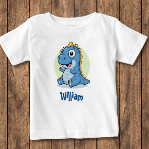 Camiseta Bebê Dinossauro Azul Adorável