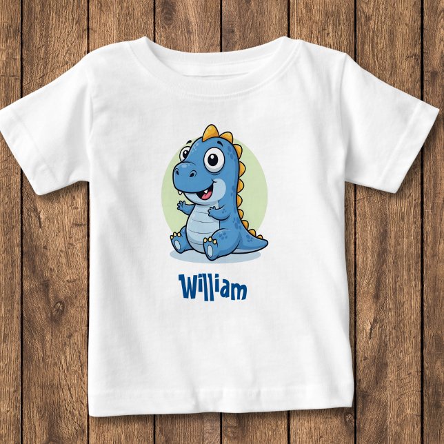 Camiseta Bebê Dinossauro Azul Adorável (Criador carregado)