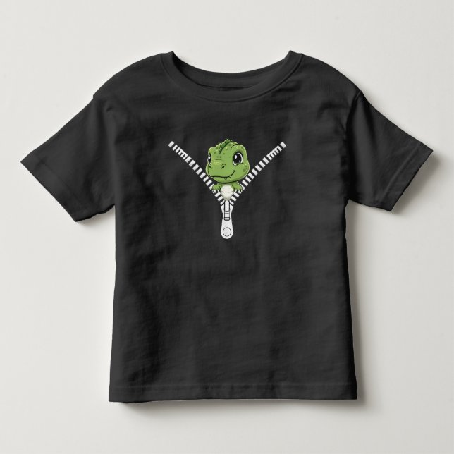 Camiseta Bebê dinossauro fofo espiando  (Frente)