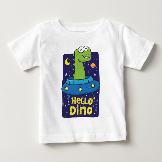 Camiseta Bebê dinossauro OVNI  (Frente)