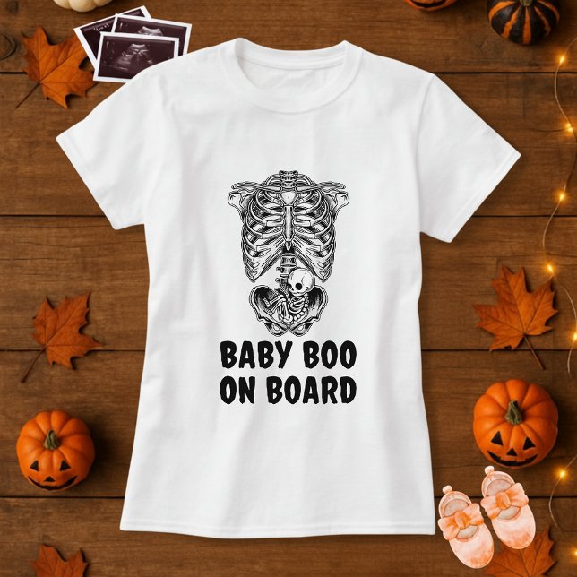 Camiseta Bebê Divertido Boo No Conselho Skeleton Materneen (Criador carregado)