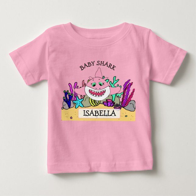 Camiseta Bebê do Baby Shark Personalizado (Frente)