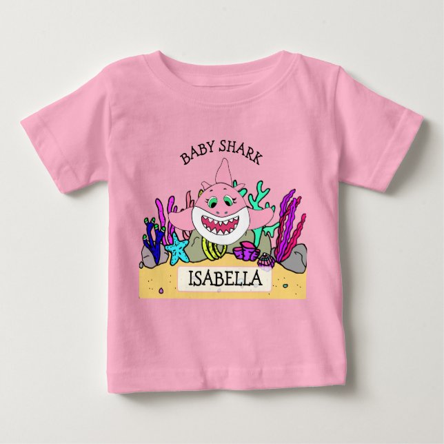 Camiseta Bebê do Bebê Tubarão Personalizado (Frente)