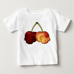 Camiseta Bebê do crânio de cereja doce