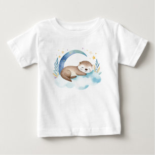 Camiseta Bebê doce bonito na lua -