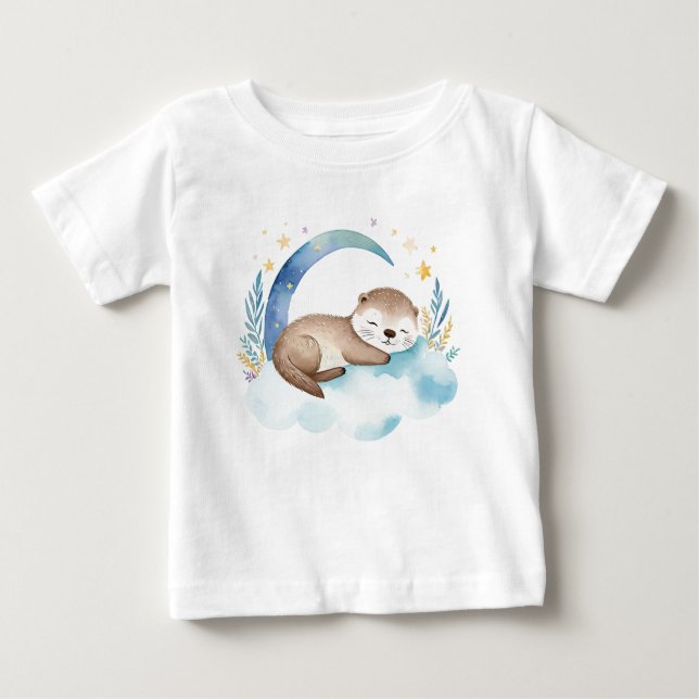 Camiseta Bebê doce bonito na lua - (Frente)