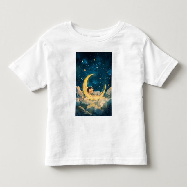 Camiseta Bebê dormindo na lua (Frente)
