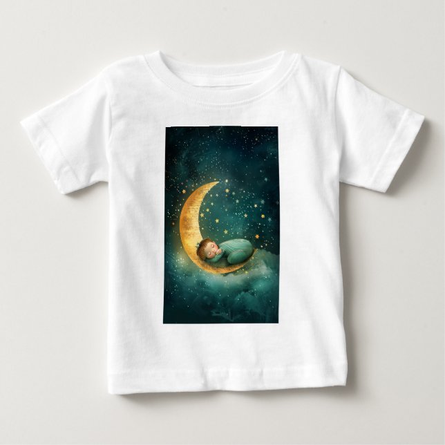 Camiseta Bebê dormindo na lua (Frente)