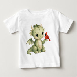 Camiseta Bebê Dragão Cardeal de Inverno Adorável Aquarela