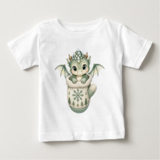 Camiseta Bebê Dragão de Inverno Fofo Meia Aquarela