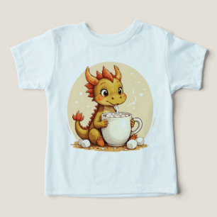 Camiseta Bebê Dragão Fofo Chocolate Quente Crianças Kawaii