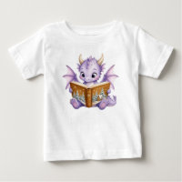 Bebê Dragão Fofo Lendo Livro Conto de Fadas