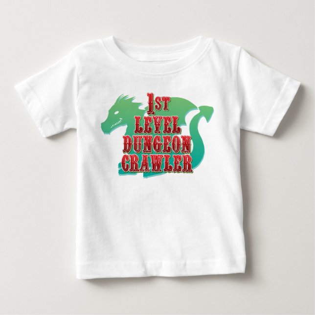 Camiseta Bebê Dungeon Crawler de 1º Nível (Frente)