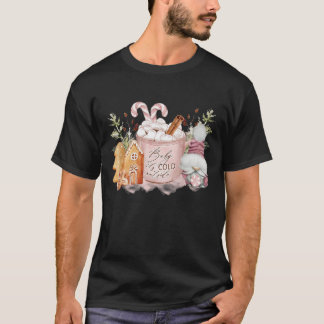 Camiseta Bebê É Frio Fora da Vintage Retro Rosa Rosa Quente