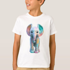 Camiseta Bebê Elefante Arco-Íris Salpicado de Pastel para C