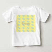 Camiseta bebê elefante azul-bebê vírgula-bebê