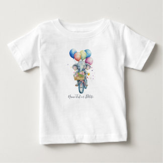 Camiseta Bebê Elefante Ciclista Aquarela