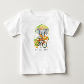 Camiseta Bebê Elefante De Ciclismo Aquarela