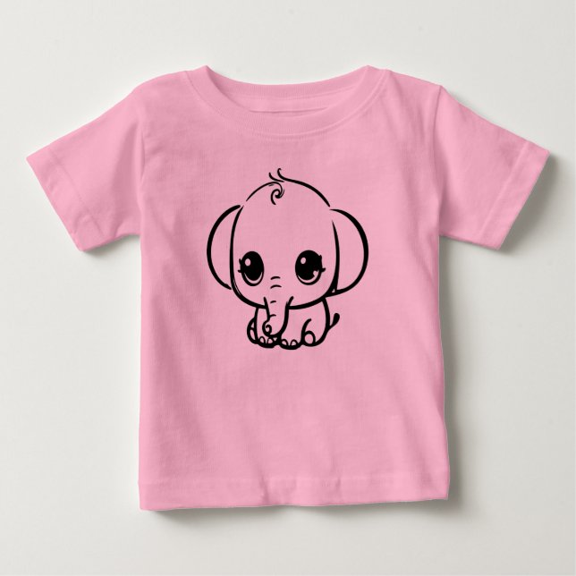 Camiseta Bebê Elefante Fofo (Frente)