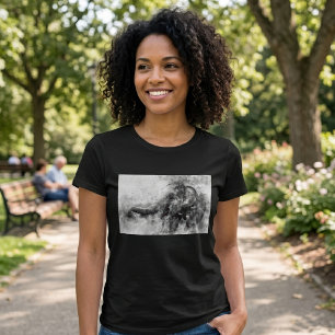 Camiseta Bebê Elefante Fofo Aquarela Preto e Branco