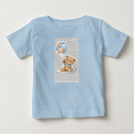 Camiseta Bebê Elefante Fofo com Balões Azuis Baby Shower