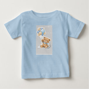 Camiseta Bebê Elefante Fofo com Balões Azuis Baby Shower